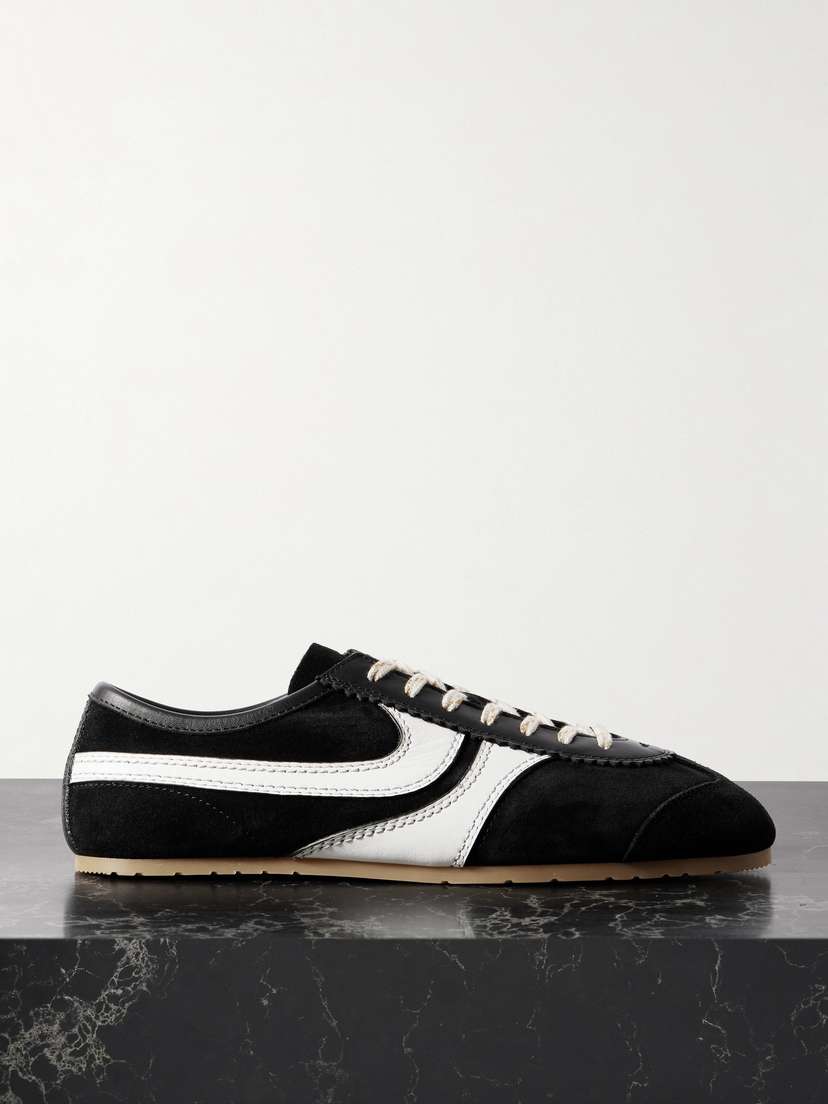 Dries Van Noten Leather-trimmed Suede Sneakers