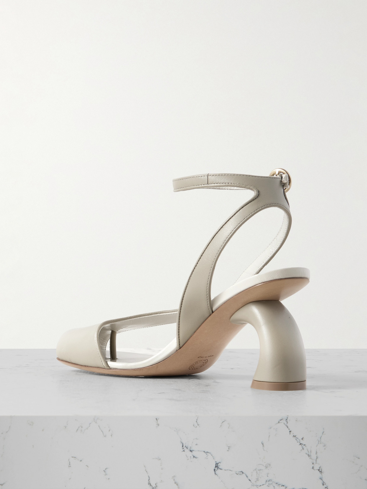 Dries Van Noten Cutout Leather Pumps In Gray