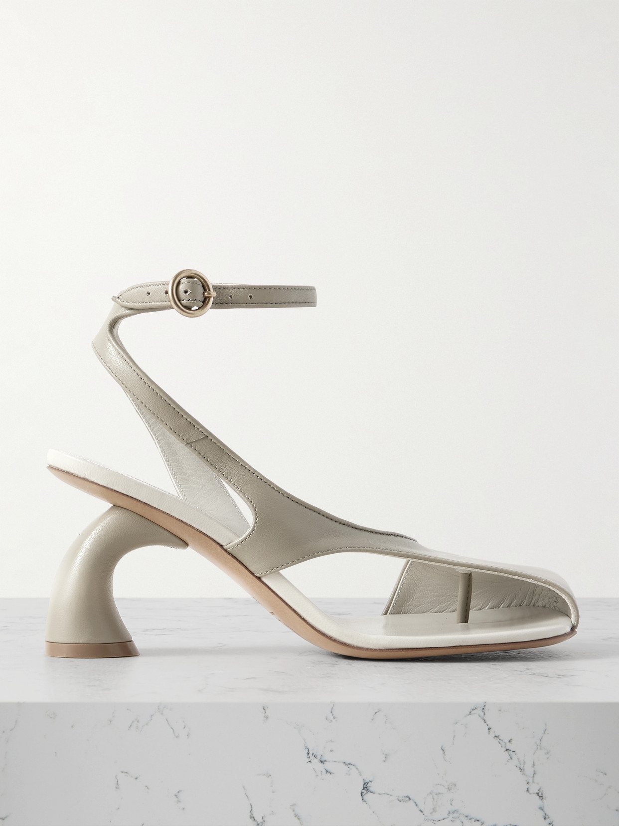Dries Van Noten Cutout Leather Pumps In Gray