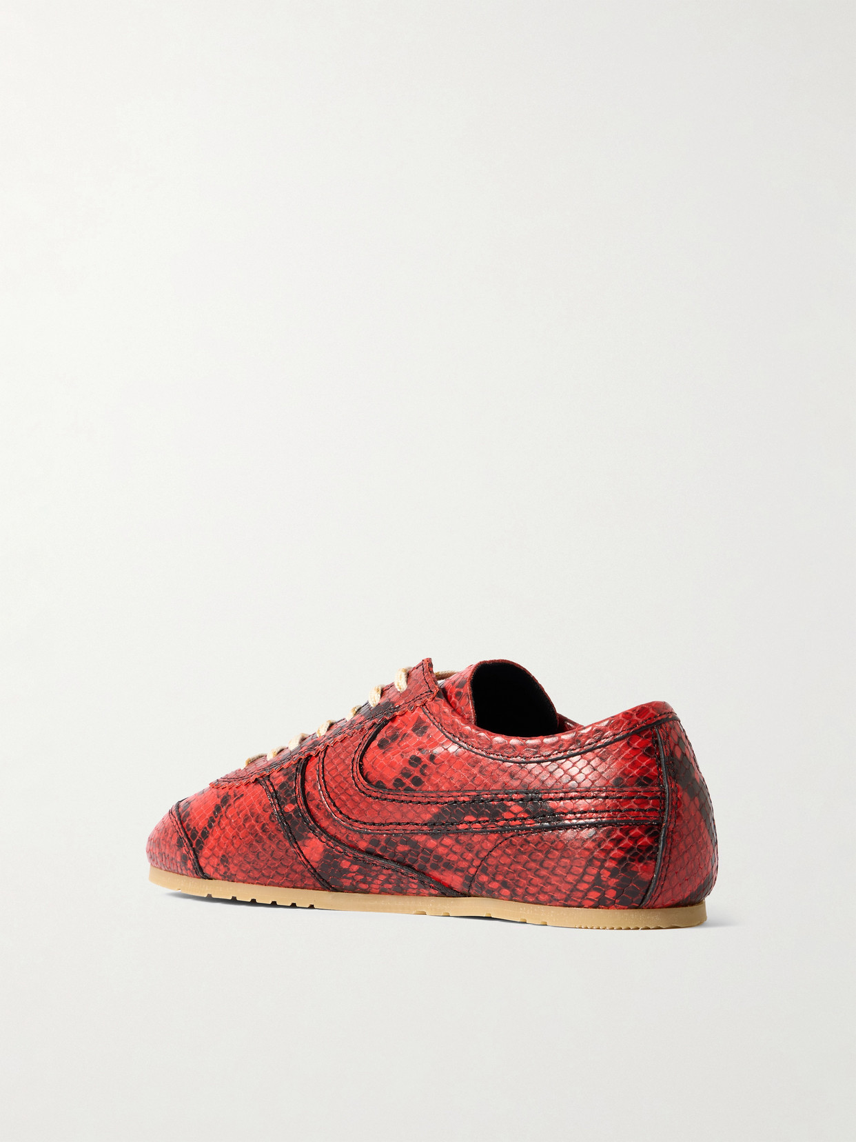 DRIES VAN NOTEN PANELED SNAKE-EFFECT LEATHER SNEAKERS 