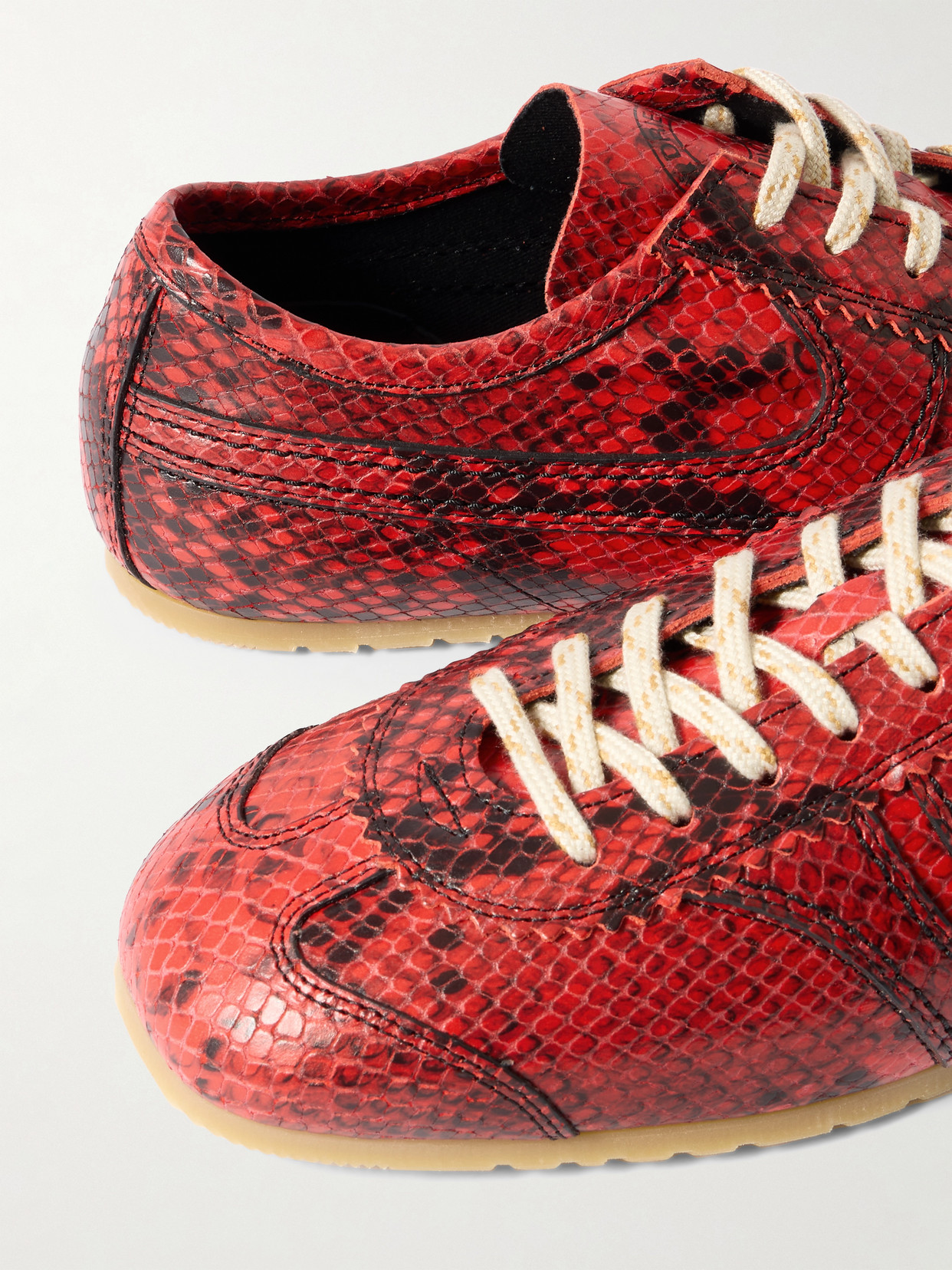 DRIES VAN NOTEN PANELED SNAKE-EFFECT LEATHER SNEAKERS 