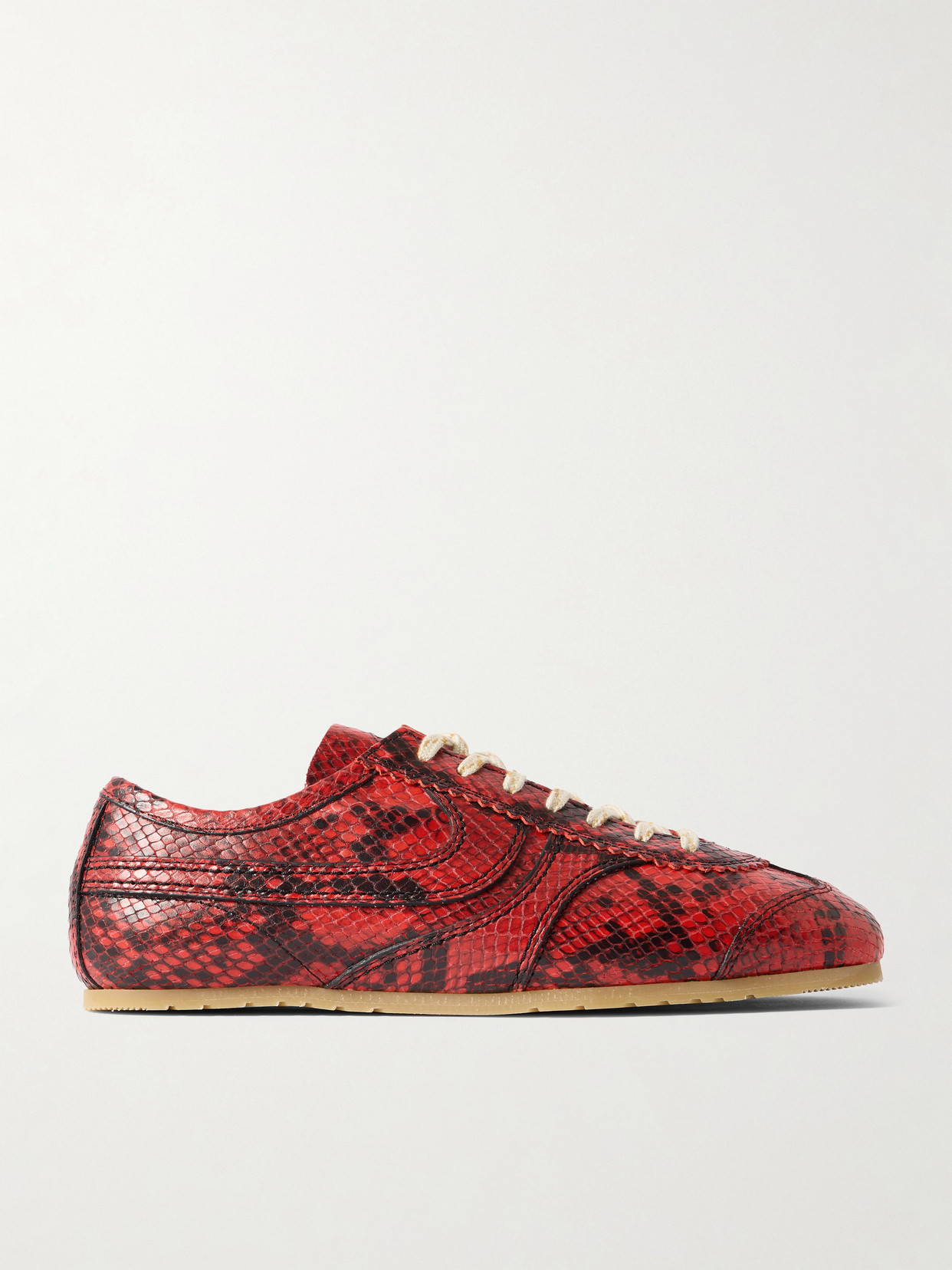 DRIES VAN NOTEN PANELED SNAKE-EFFECT LEATHER SNEAKERS 