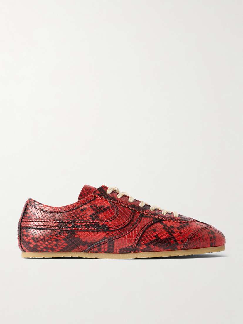 Dries Van Noten Paneled Snake-effect Leather Sneakers