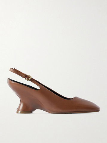  Leather slingback pumps