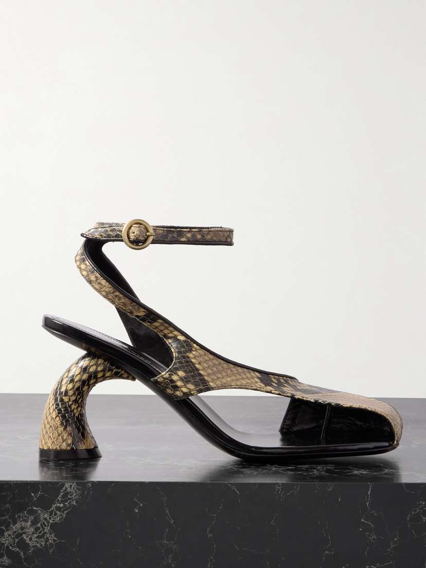 Dries Van Noten Cutout Snake-effect Leather Pumps
