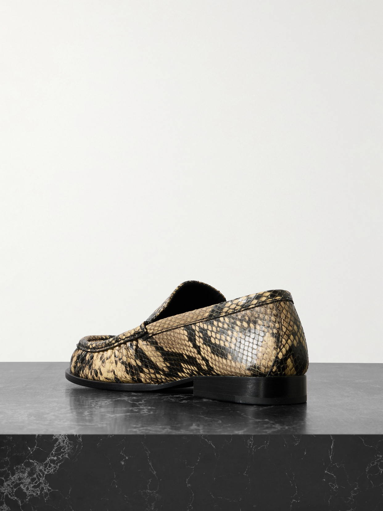 DRIES VAN NOTEN SNAKE-EFFECT LEATHER LOAFERS