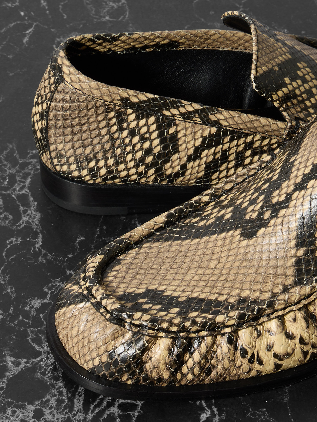 DRIES VAN NOTEN SNAKE-EFFECT LEATHER LOAFERS
