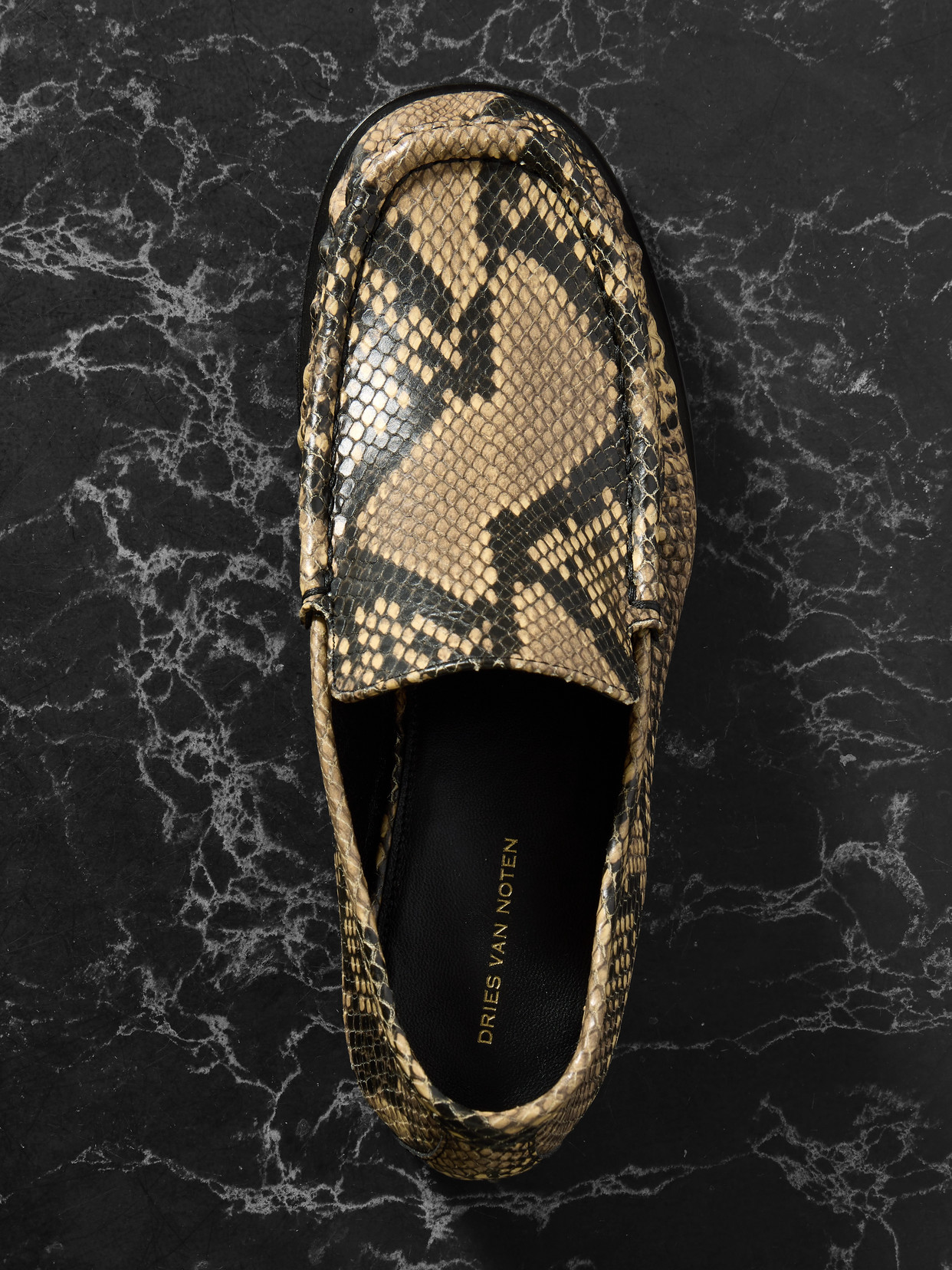 Shop Dries Van Noten Snake-effect Leather Loafers In Animal Print