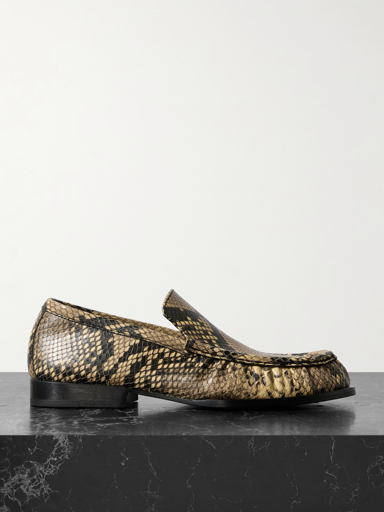 DRIES VAN NOTEN SNAKE-EFFECT LEATHER LOAFERS