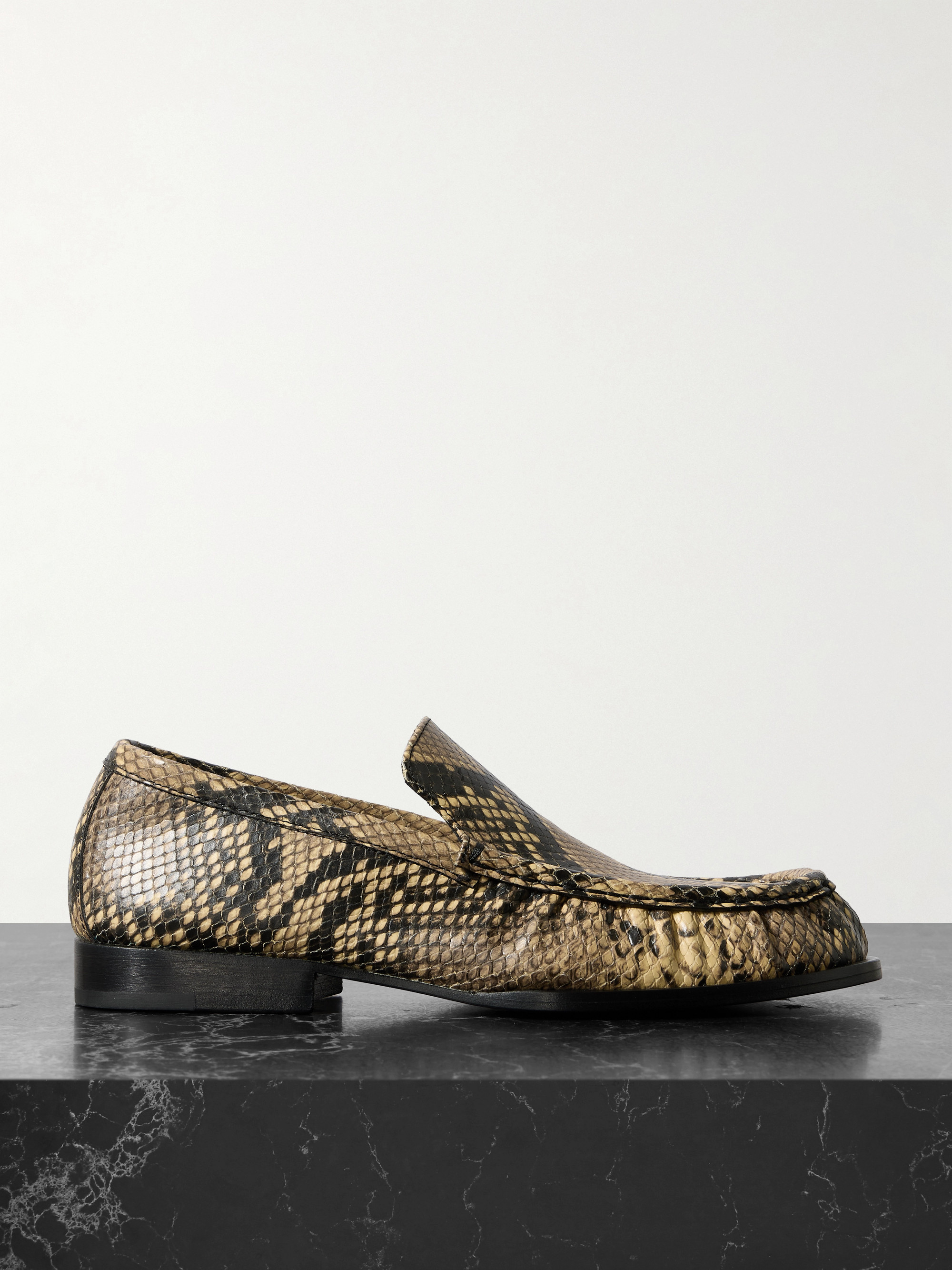 Dries Van Noten Snake-effect leather loafers