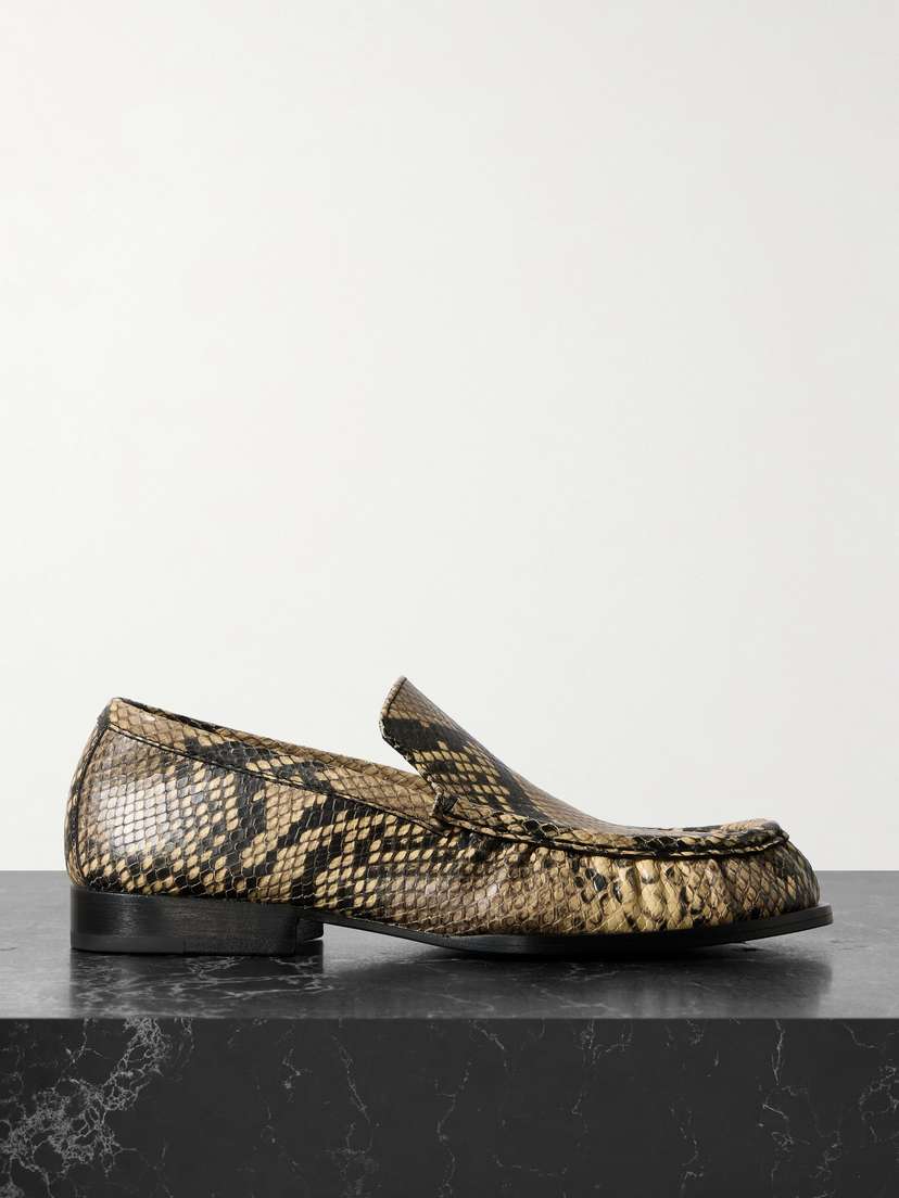 Dries Van Noten Snake-effect Leather Loafers