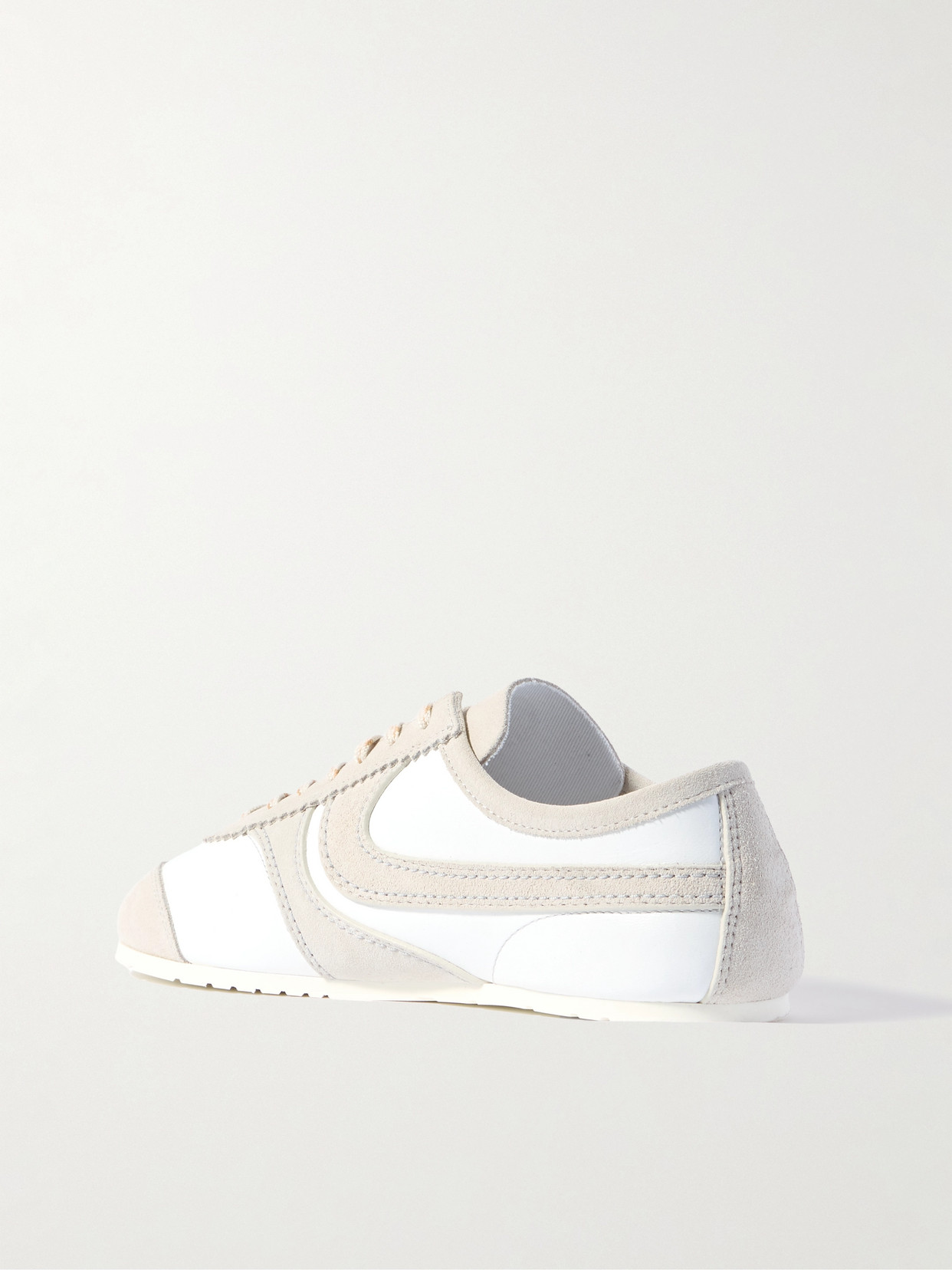 DRIES VAN NOTEN SUEDE-TRIMMED LEATHER SNEAKERS 