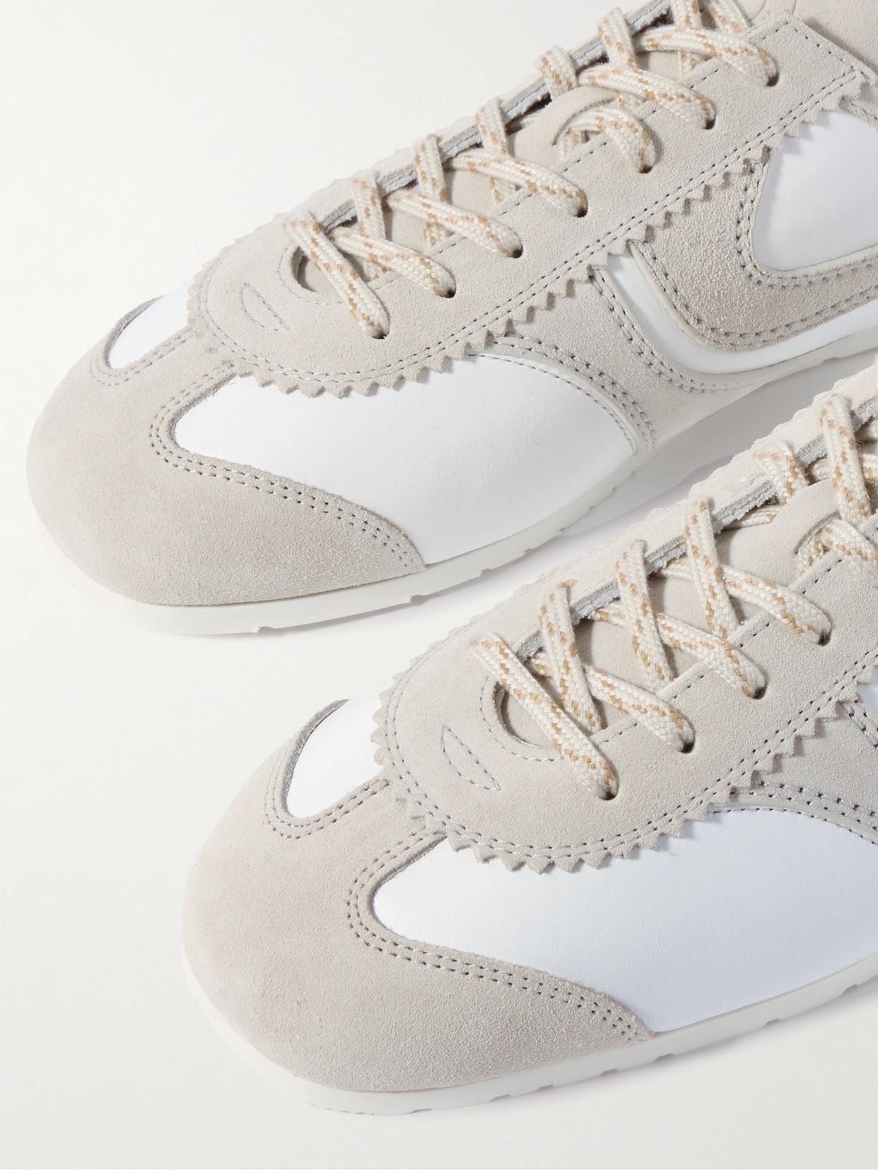 DRIES VAN NOTEN SUEDE-TRIMMED LEATHER SNEAKERS 
