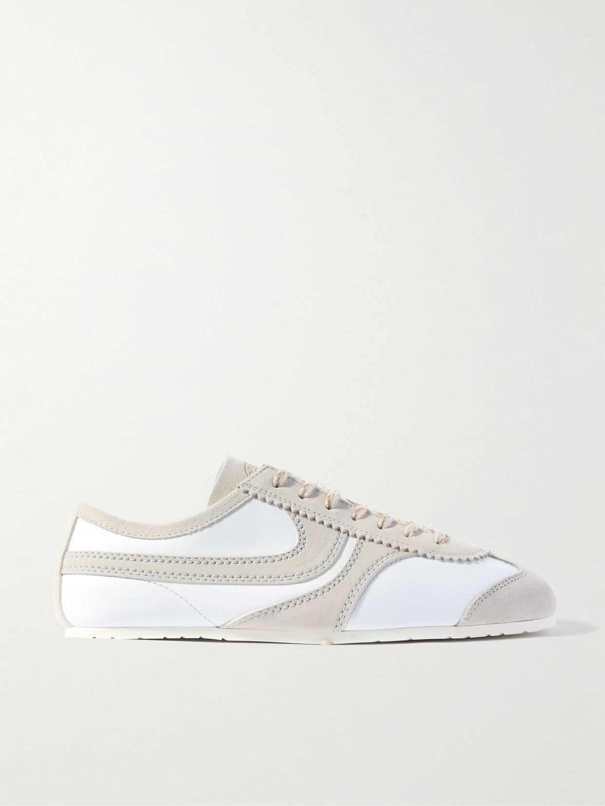 DRIES VAN NOTEN SUEDE-TRIMMED LEATHER SNEAKERS 