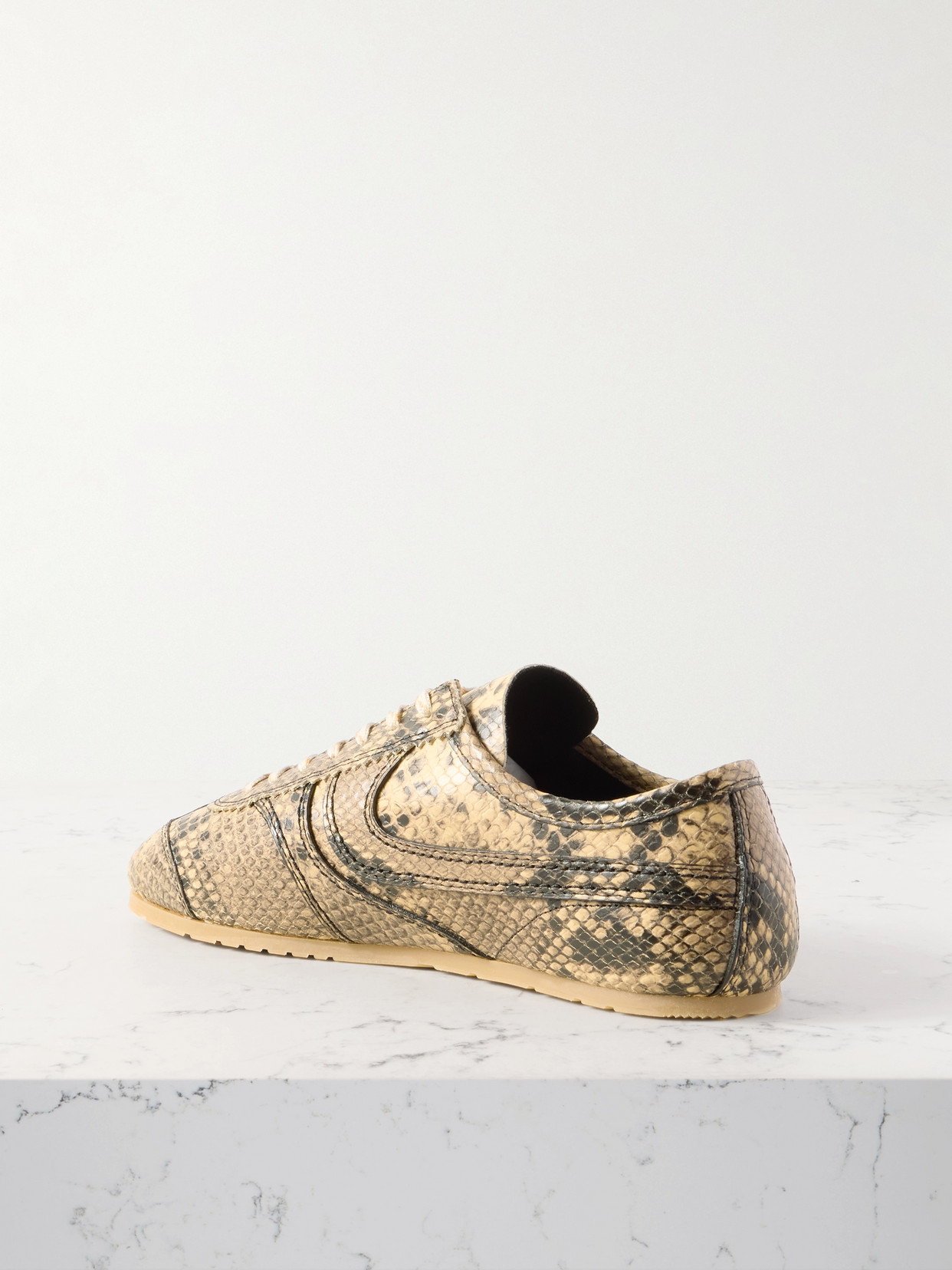 DRIES VAN NOTEN PANELED SNAKE-EFFECT LEATHER SNEAKERS