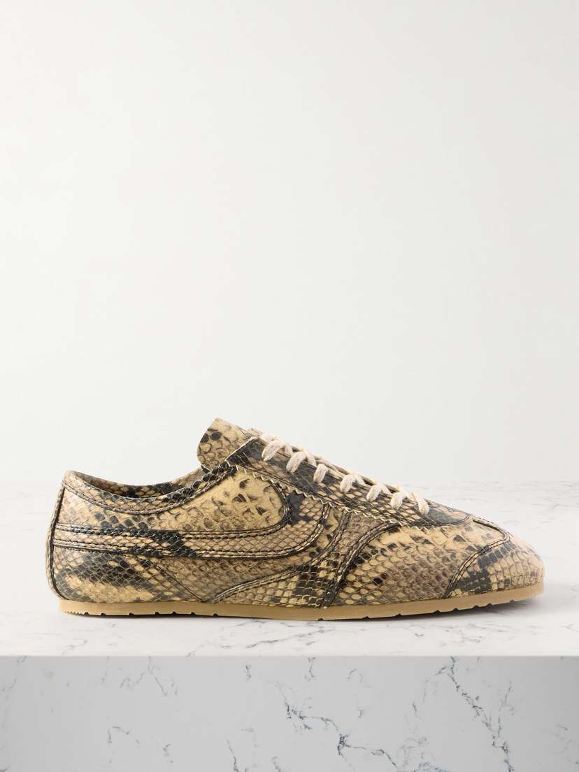 Dries Van Noten Paneled Snake-effect Leather Sneakers
