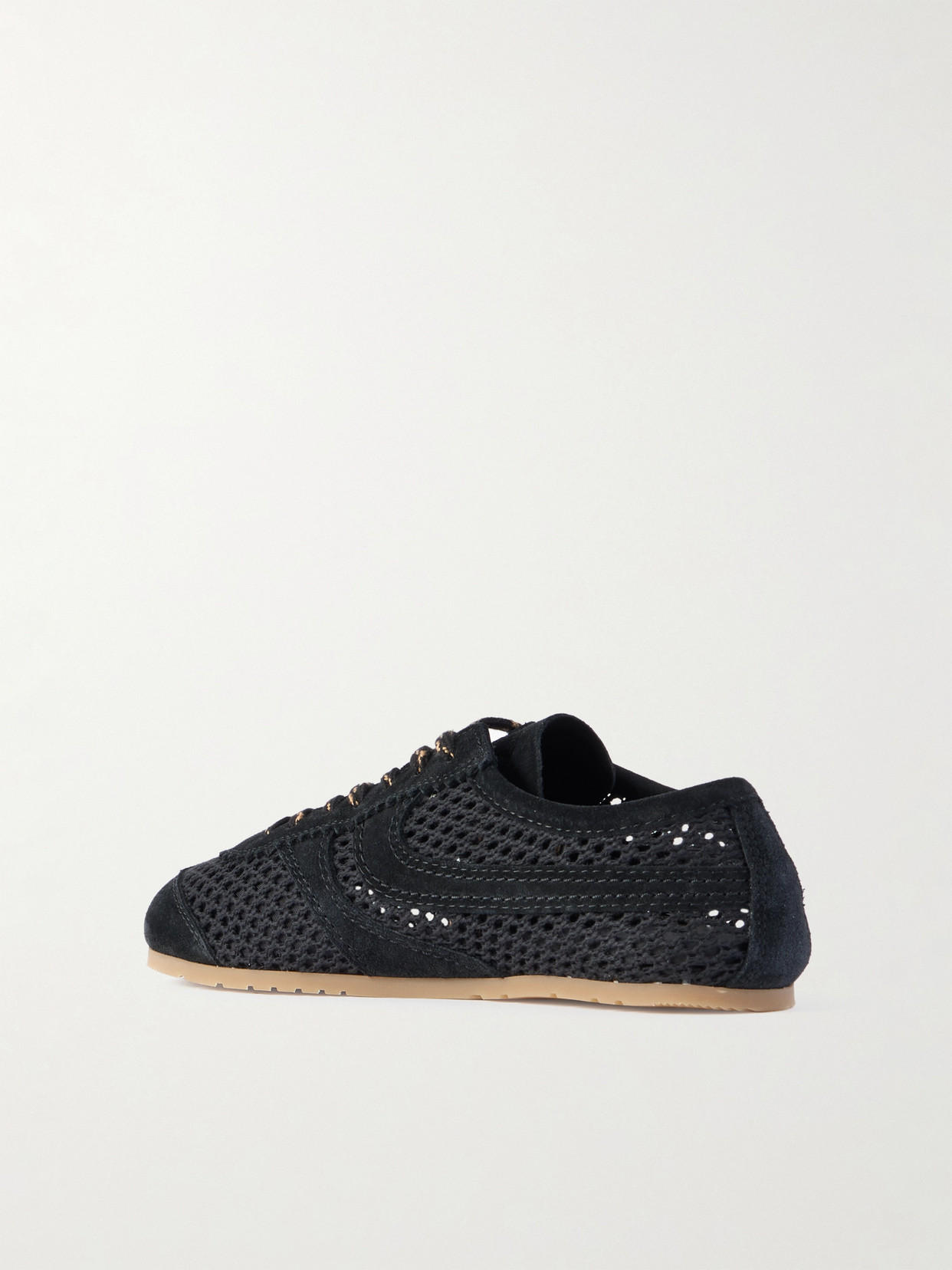 DRIES VAN NOTEN SUEDE-TRIMMED CROCHET SNEAKERS 