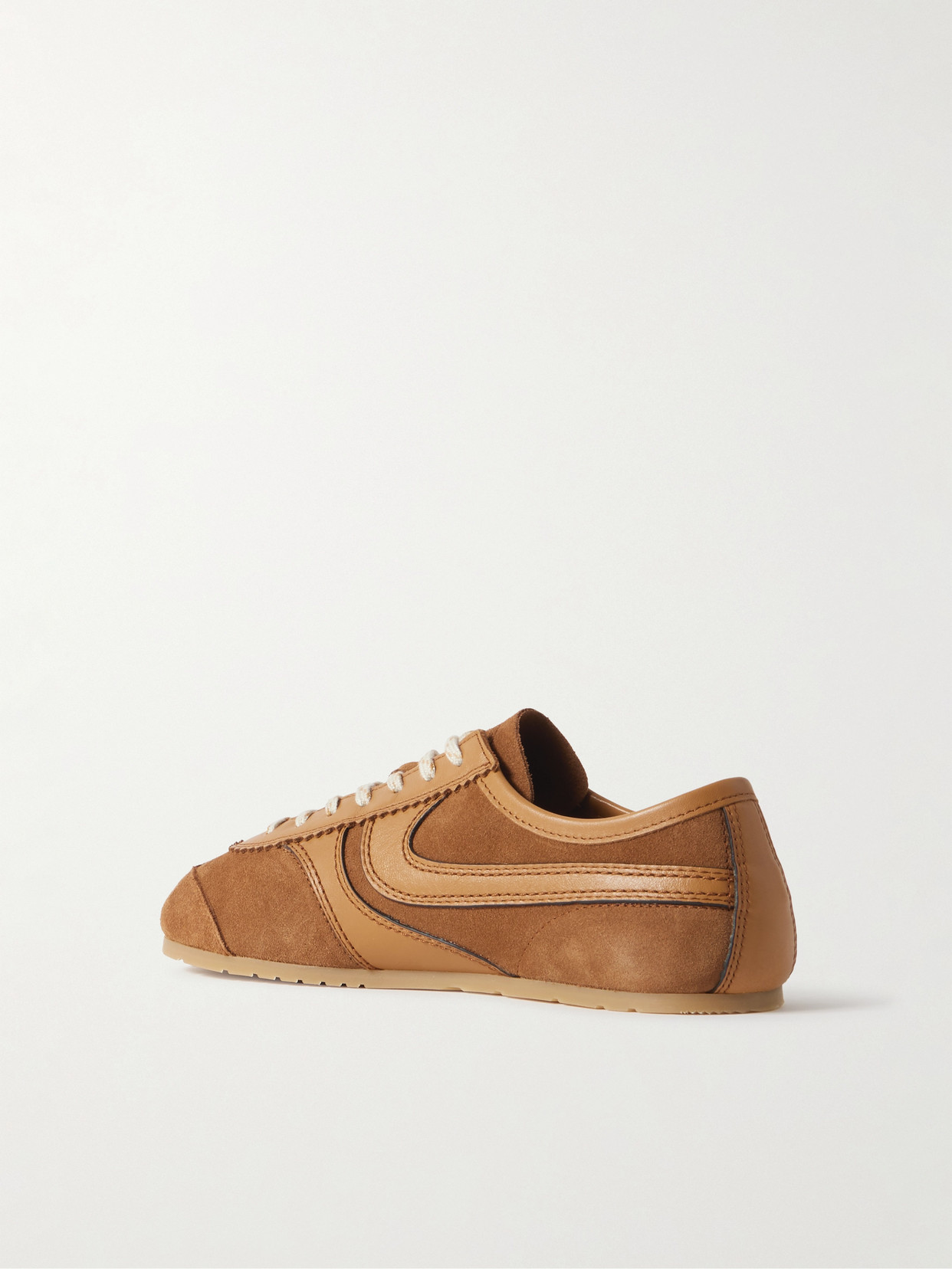 DRIES VAN NOTEN LEATHER-TRIMMED SUEDE SNEAKERS
