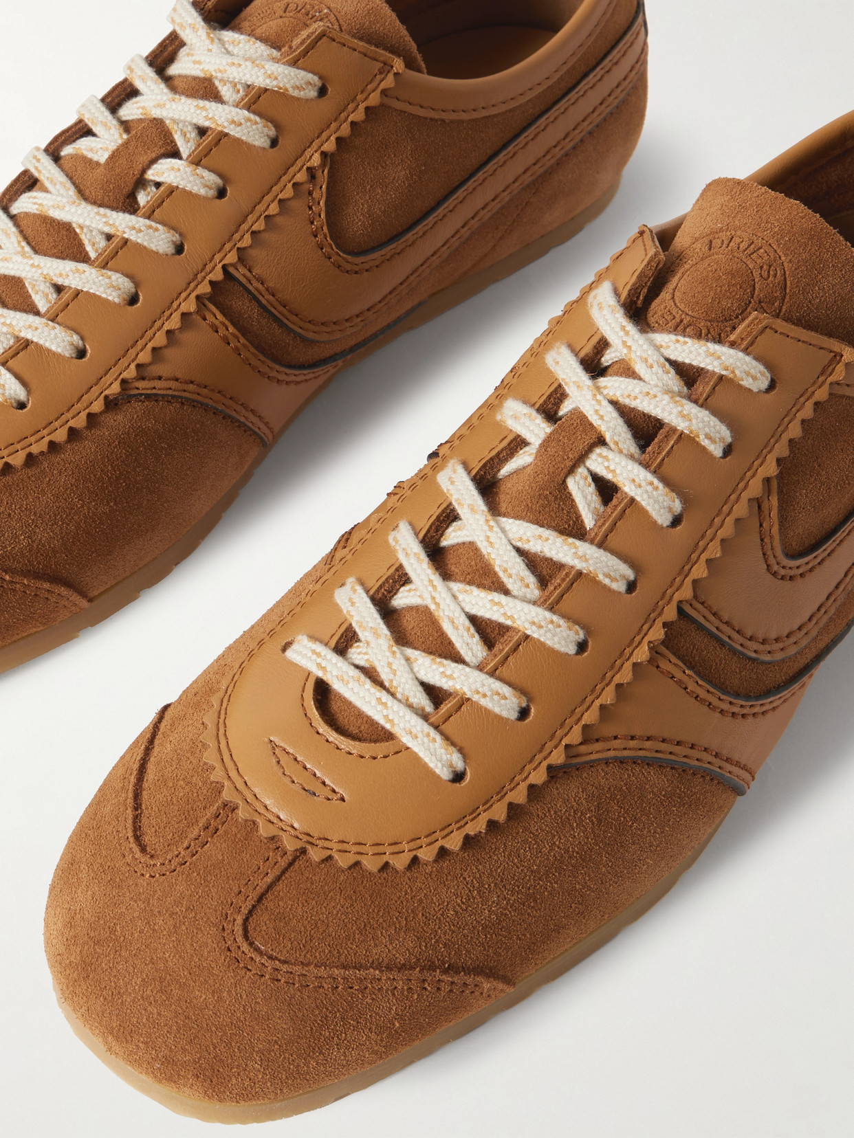 DRIES VAN NOTEN LEATHER-TRIMMED SUEDE SNEAKERS