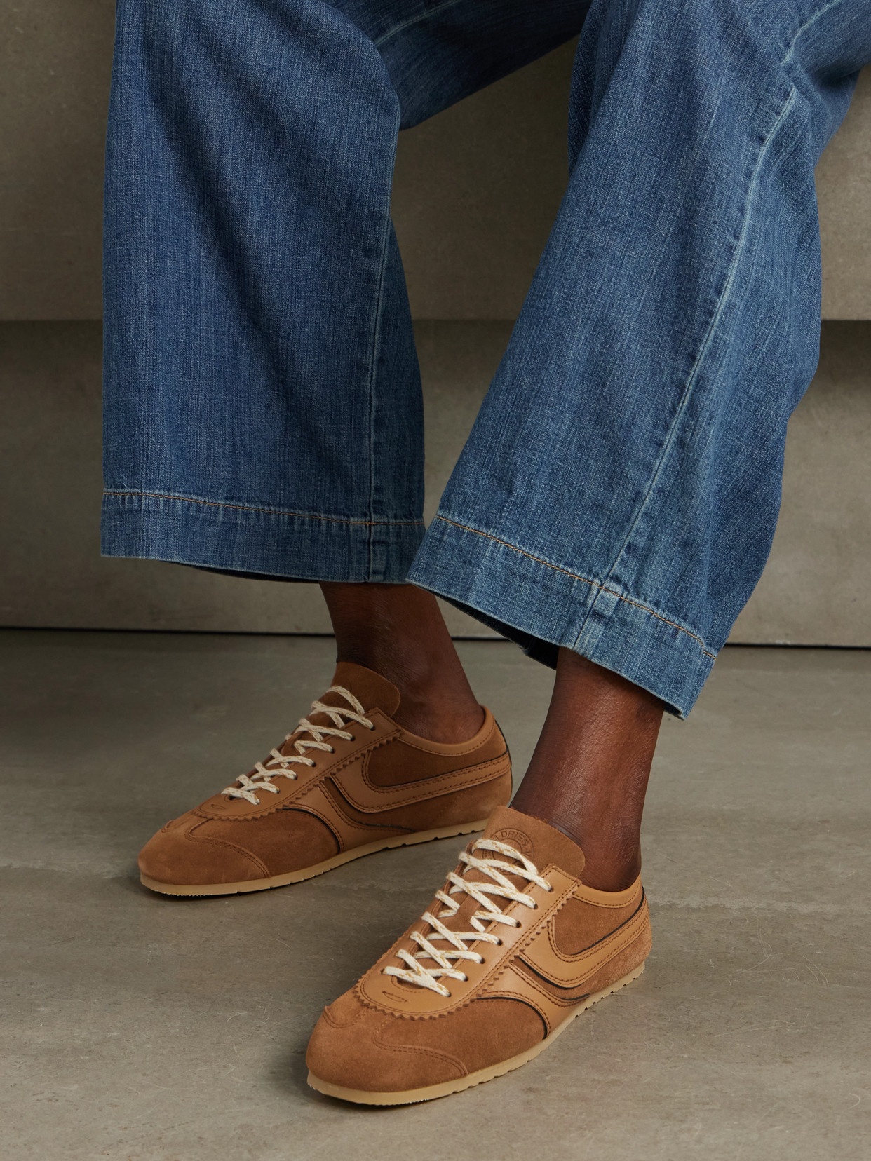 DRIES VAN NOTEN LEATHER-TRIMMED SUEDE SNEAKERS