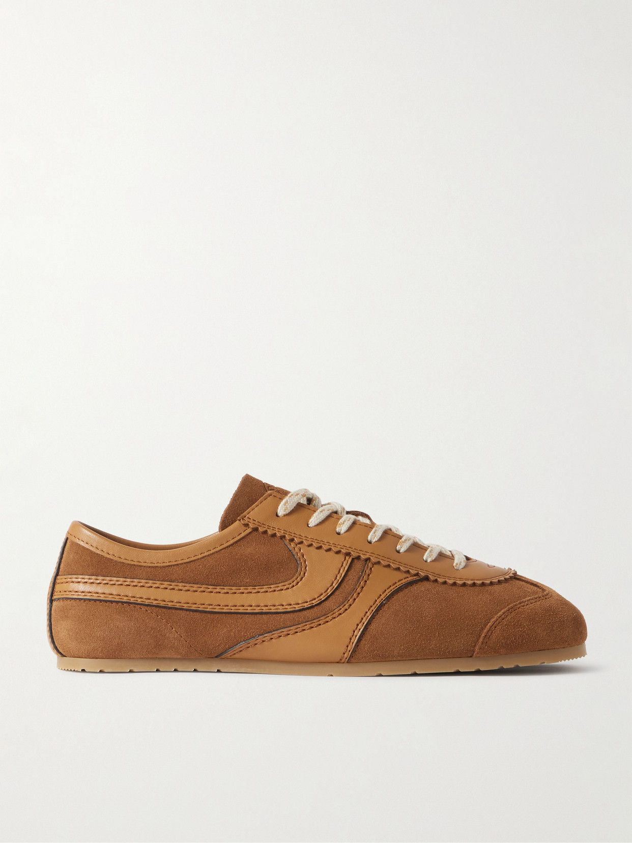 DRIES VAN NOTEN LEATHER-TRIMMED SUEDE SNEAKERS
