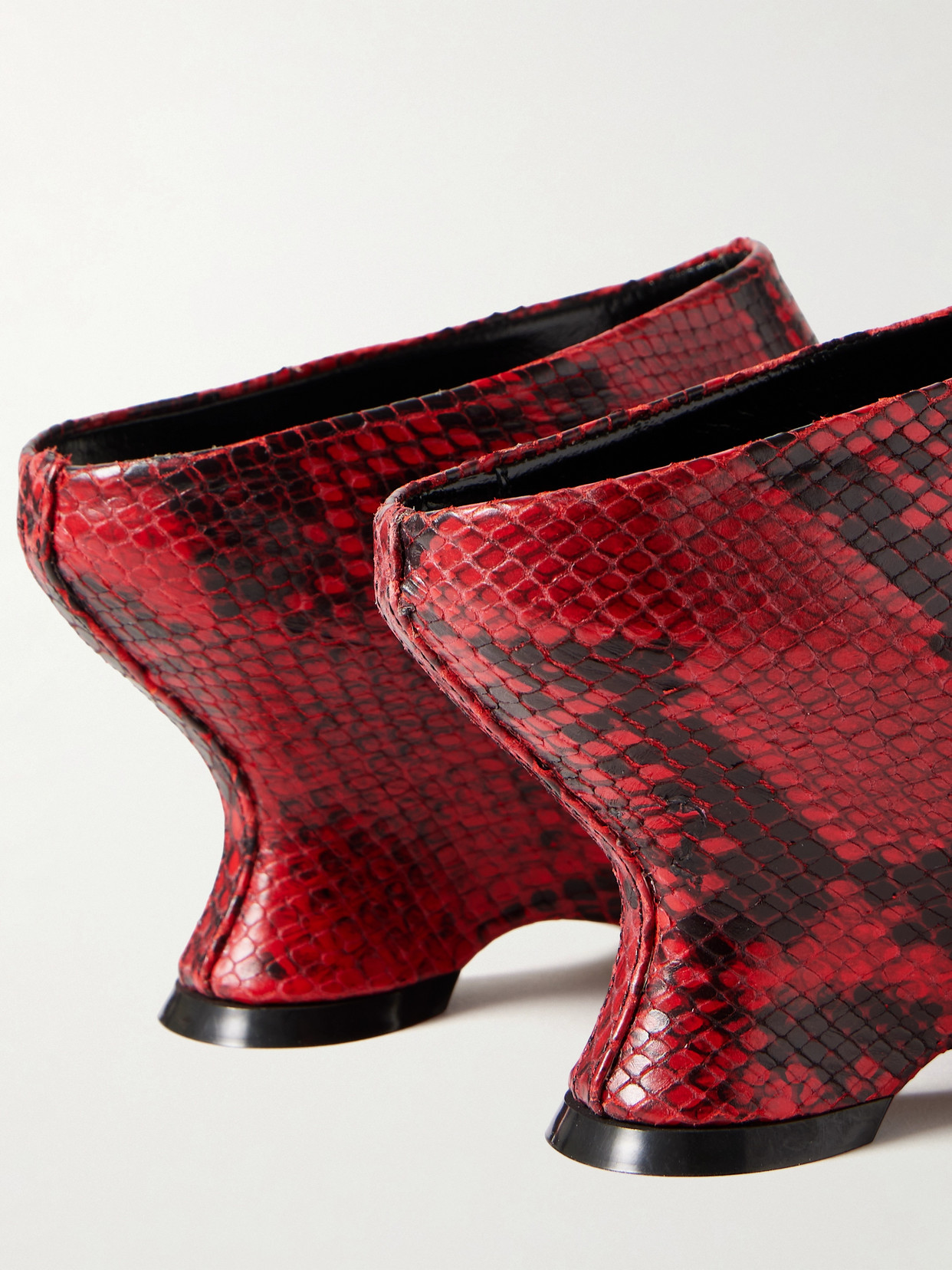 DRIES VAN NOTEN SNAKE-EFFECT LEATHER MULES