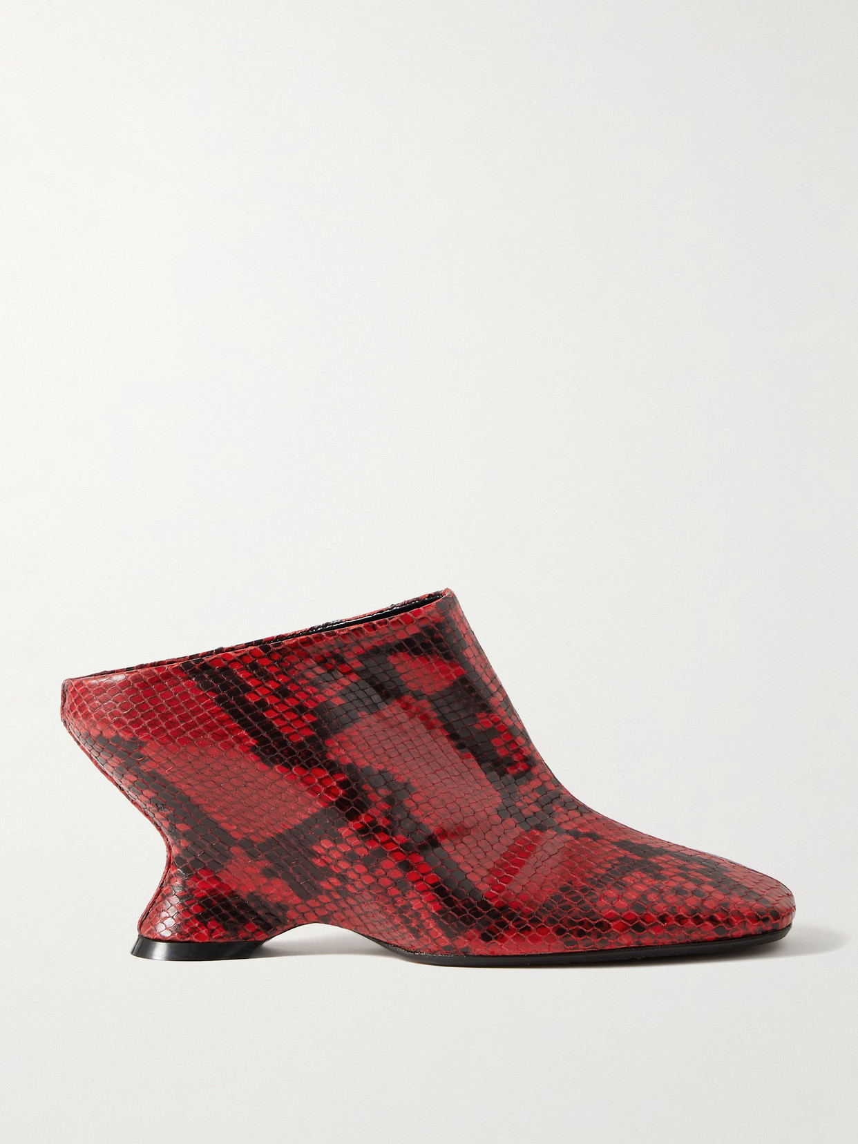 DRIES VAN NOTEN SNAKE-EFFECT LEATHER MULES