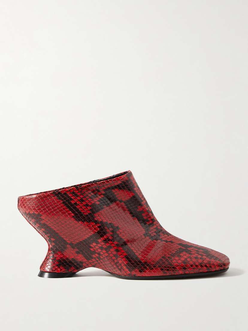 Dries Van Noten Snake-effect Leather Mules