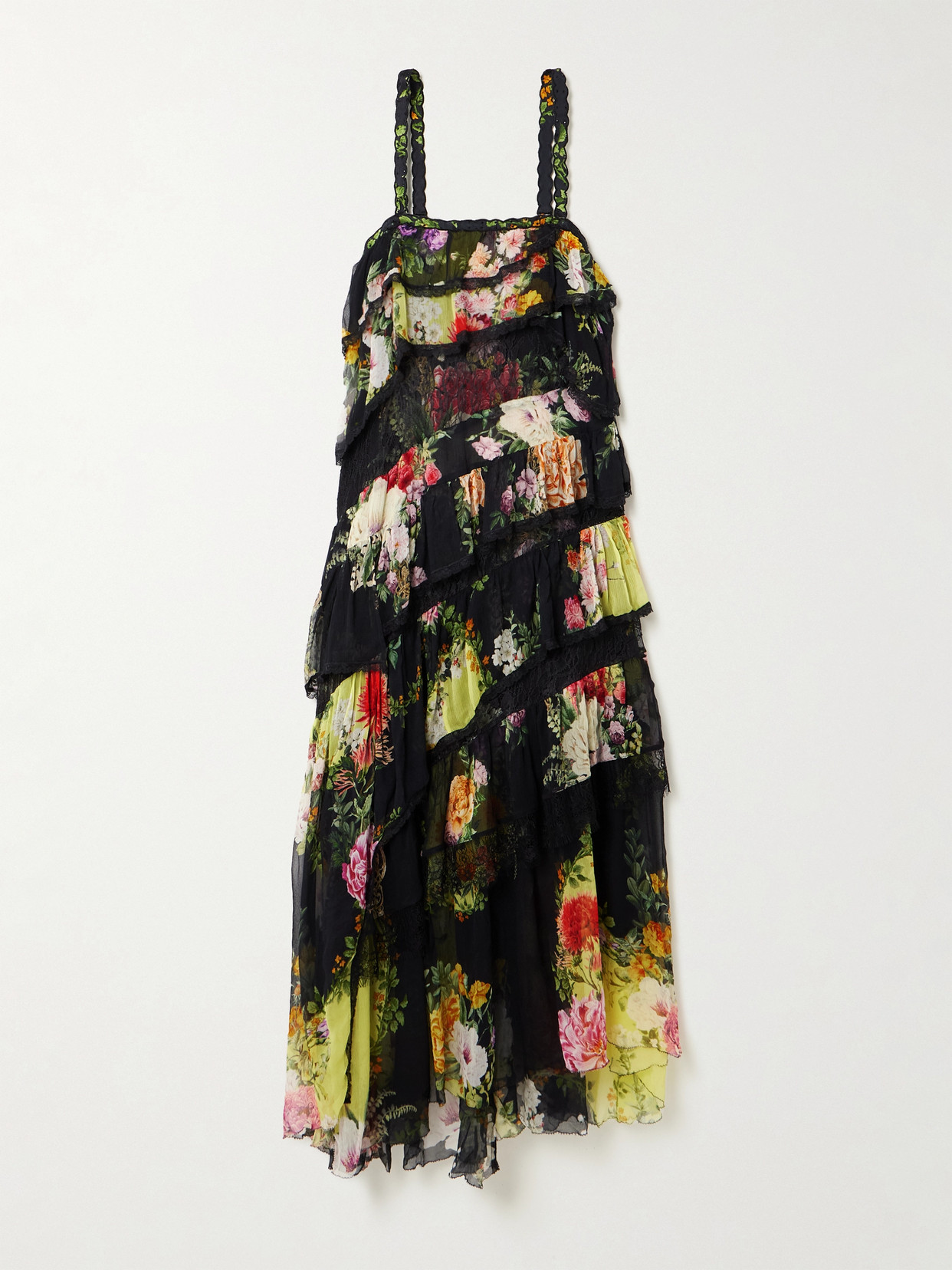Camilla Adorned In Alexandria Asymmetric Spliced Lace Dress In Black