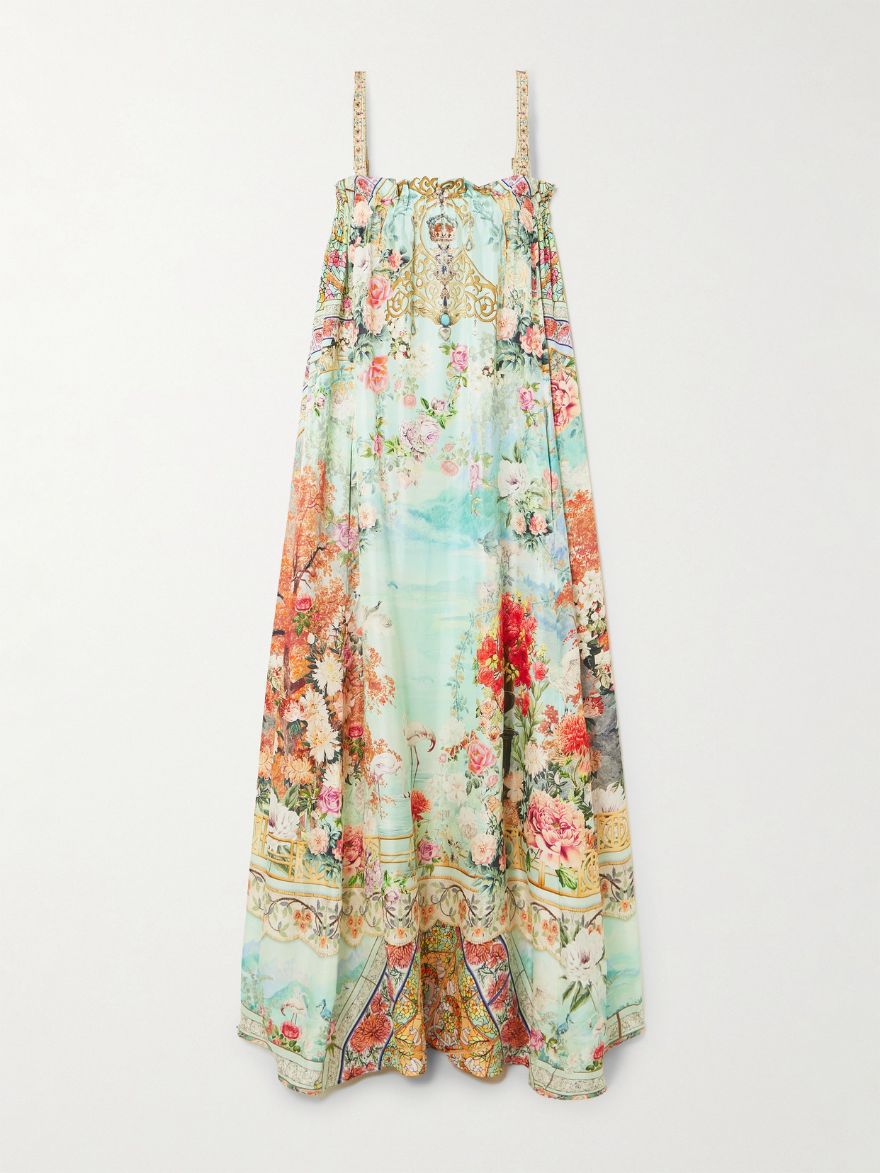 Camilla - Crystal-embellished Printed Silk Maxi Dress - Blue