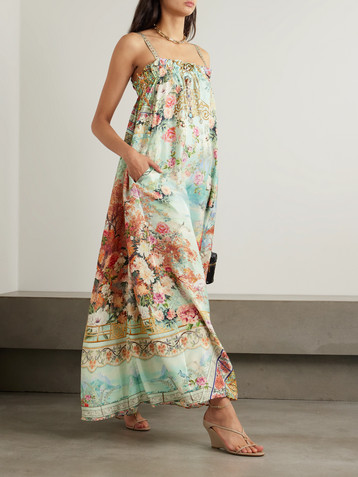 Camilla Crystal-embellished printed silk maxi dress