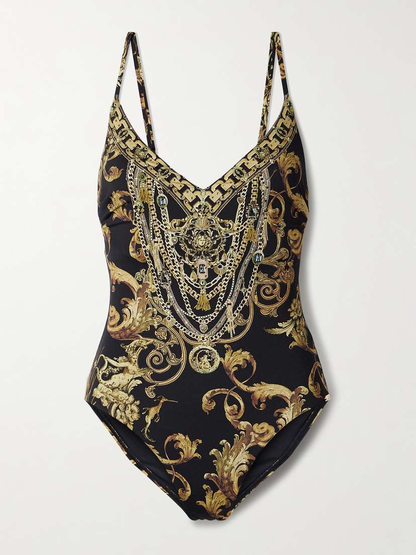 Camilla Crystal-embellished Printed Recycled Swimsuit