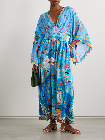 Camilla Crystal-embellished printed silk crepe de chine maxi dress