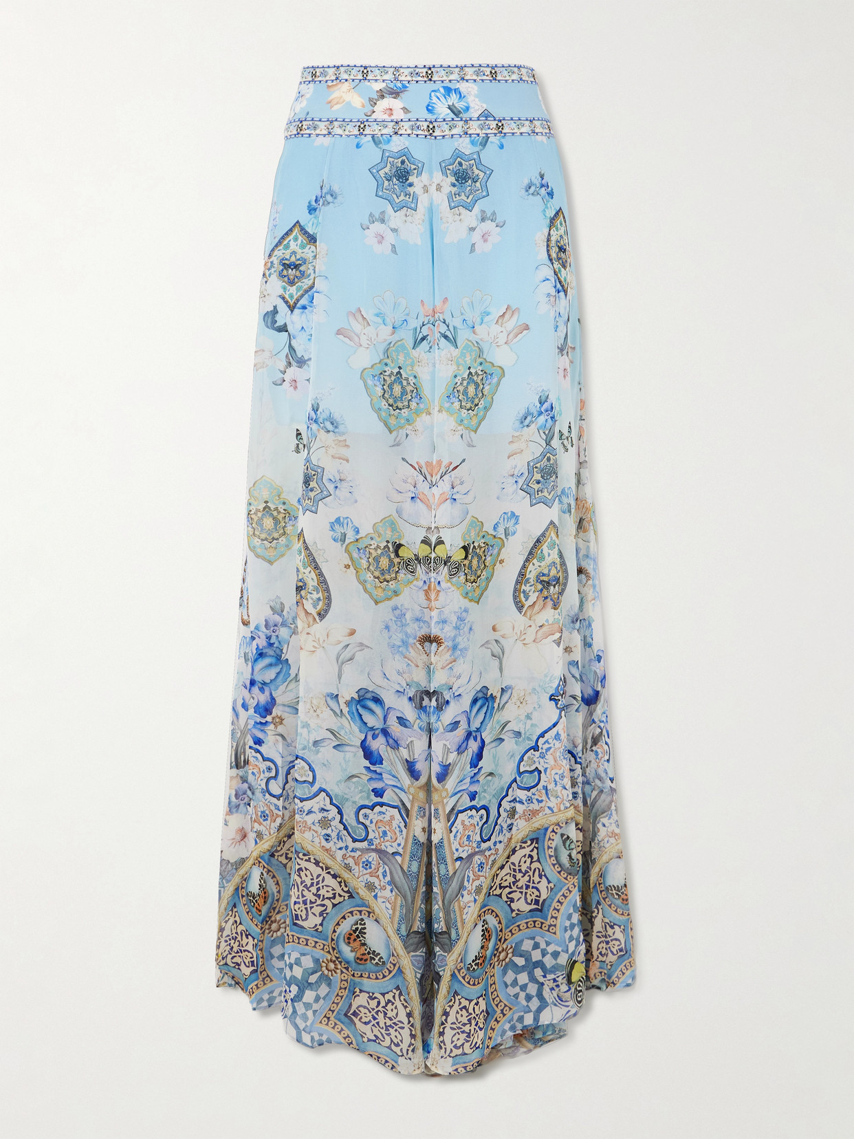 Camilla Sheer Wide Leg Pant Al Manial Palace Memoirs In Blue