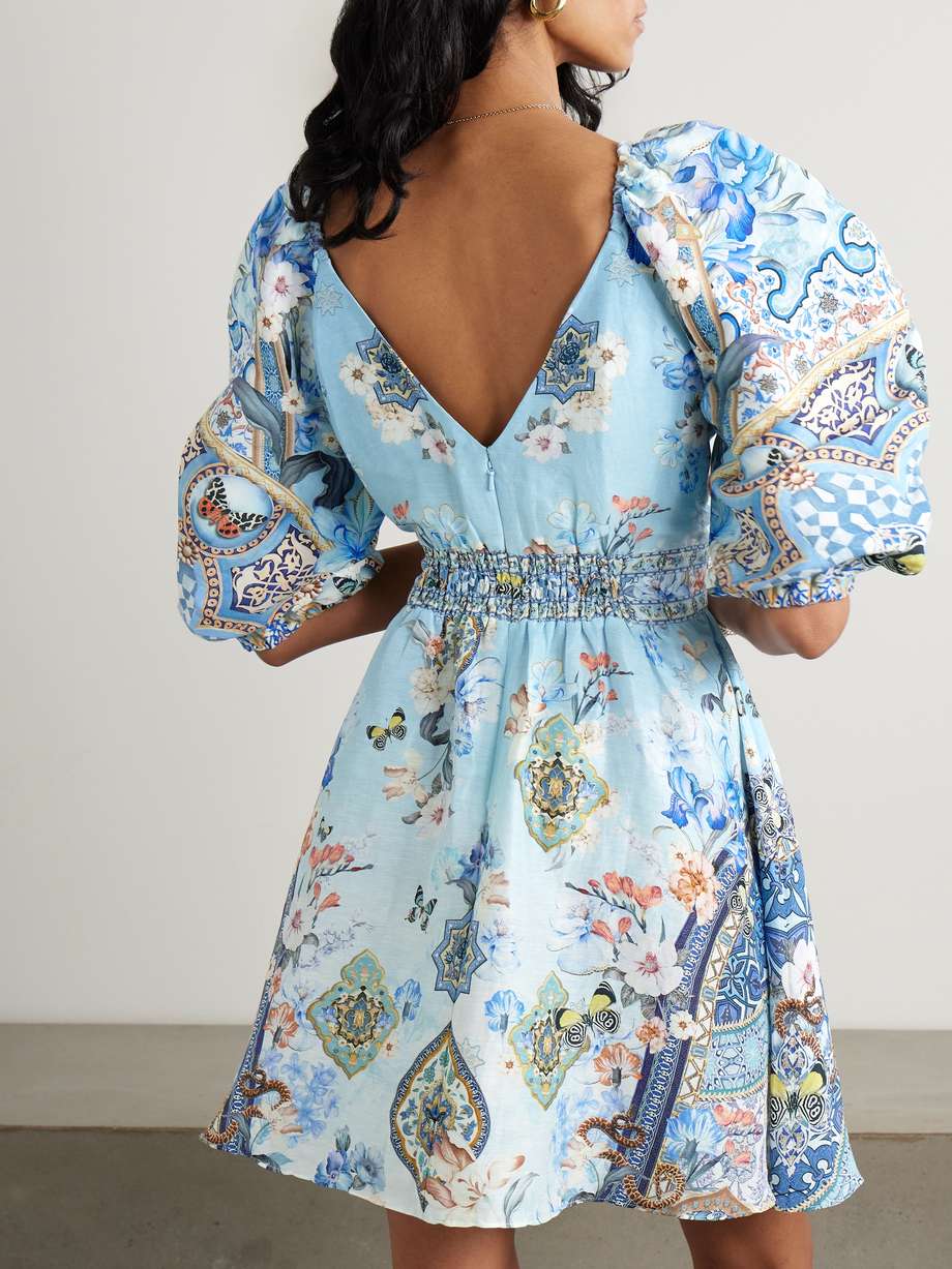 al manial palace memoirs twist-front crystal-embellished linen and silk-blend mini dress