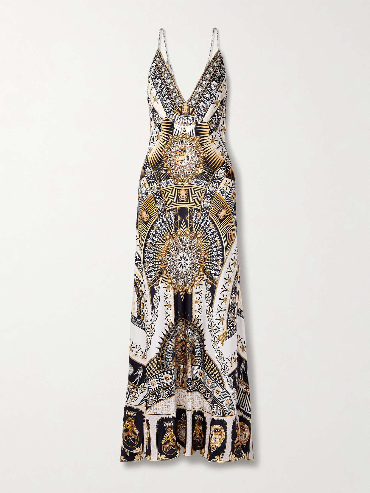 Camilla Crystal-embellished Printed Silk-satin Maxi Dress In Multi
