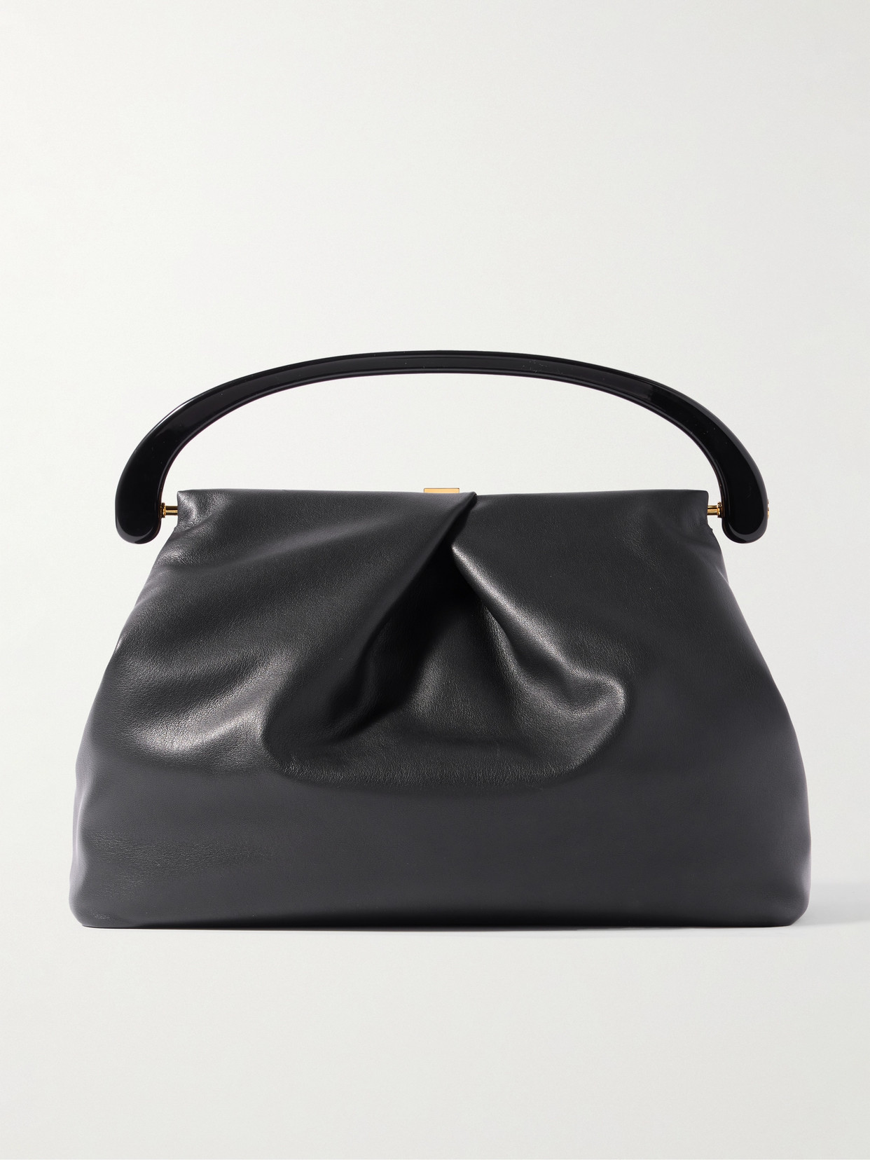 Dries Van Noten Pleated Leather Tote In Black