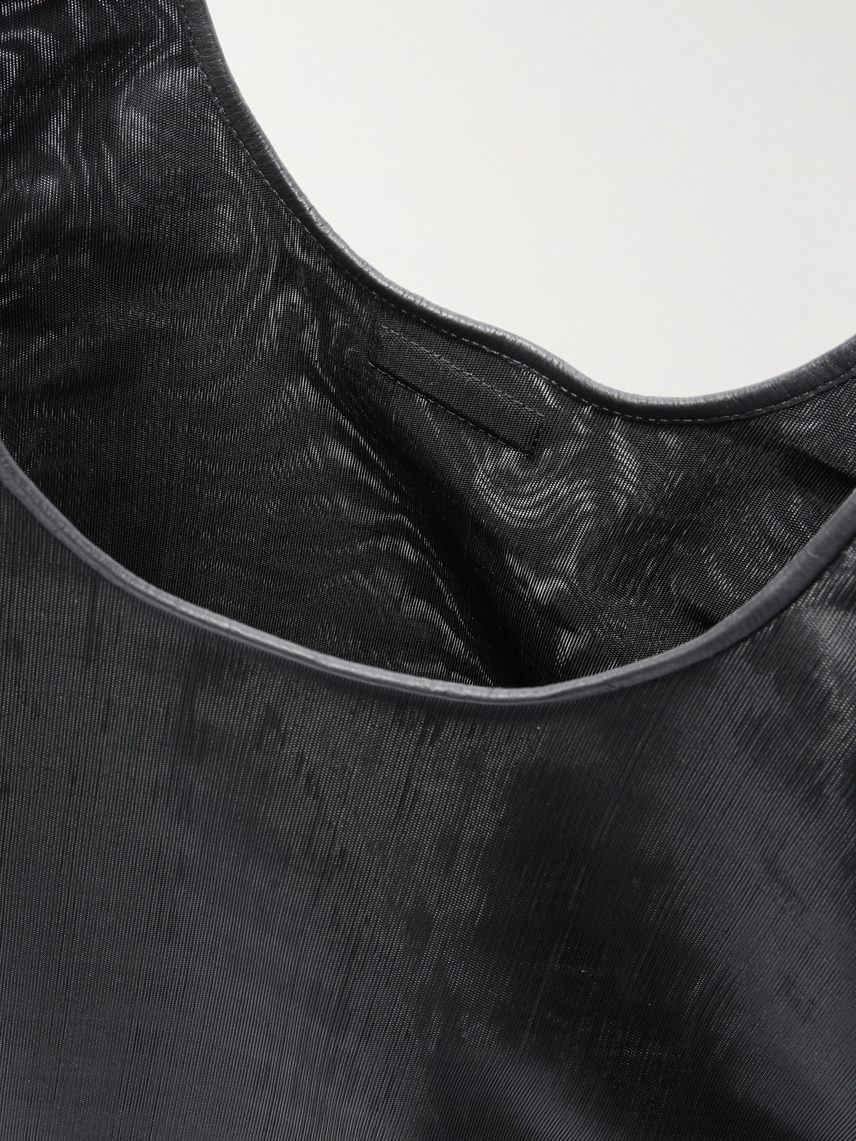 Shop Dries Van Noten Leather-trimmed Ruffled Mesh Tote In Black