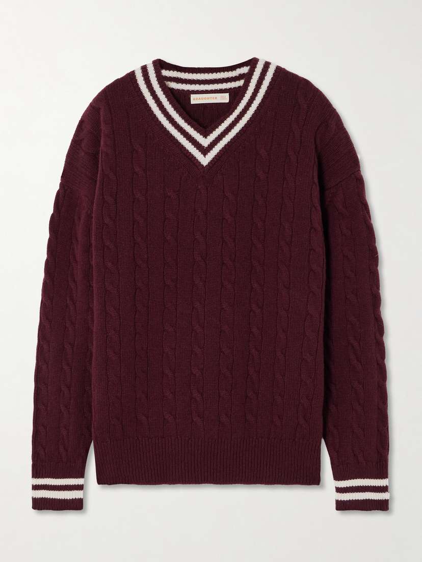 &Daughter Striped Cable-knit Wool And Cashmere-blend Sweater