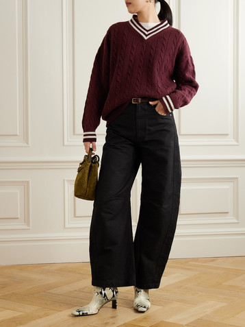 &DAUGHTER Striped cable-knit wool and cashmere-blend sweater