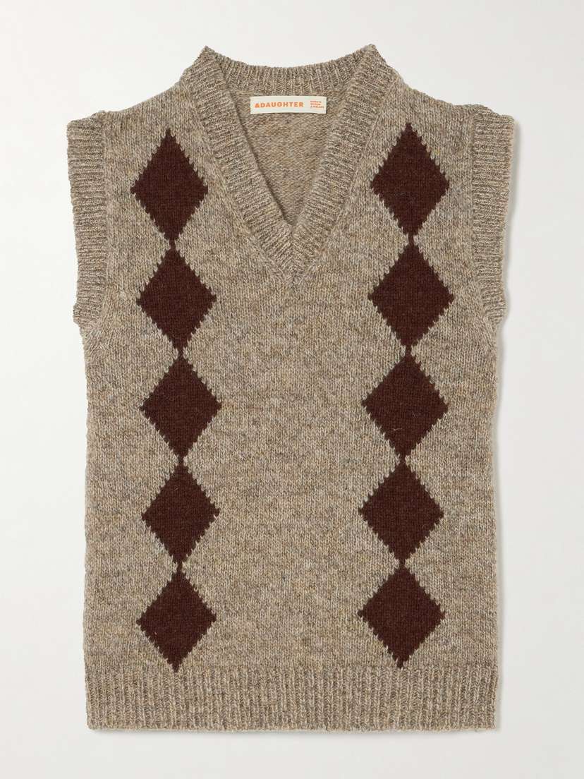 &Daughter Argyle Wool Vest