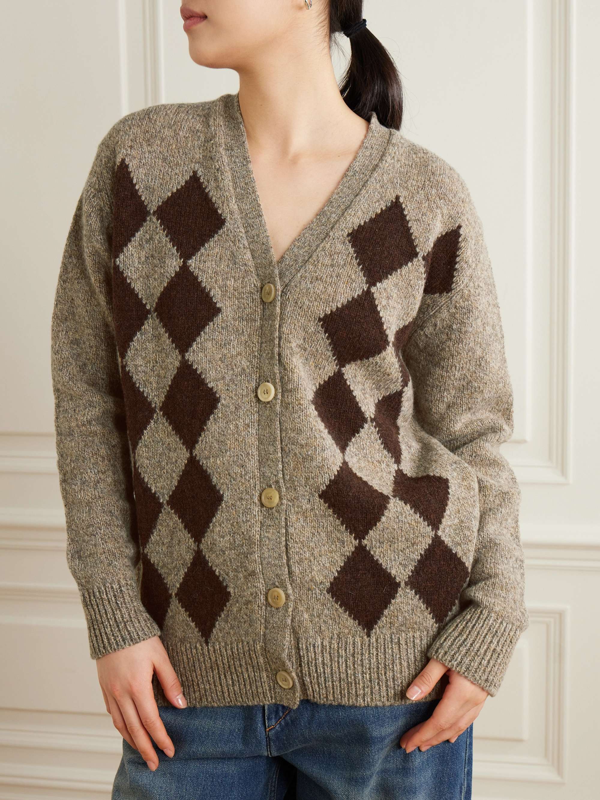 &DAUGHTER Argyle intarsia-knit wool cardigan | NET-A-PORTER