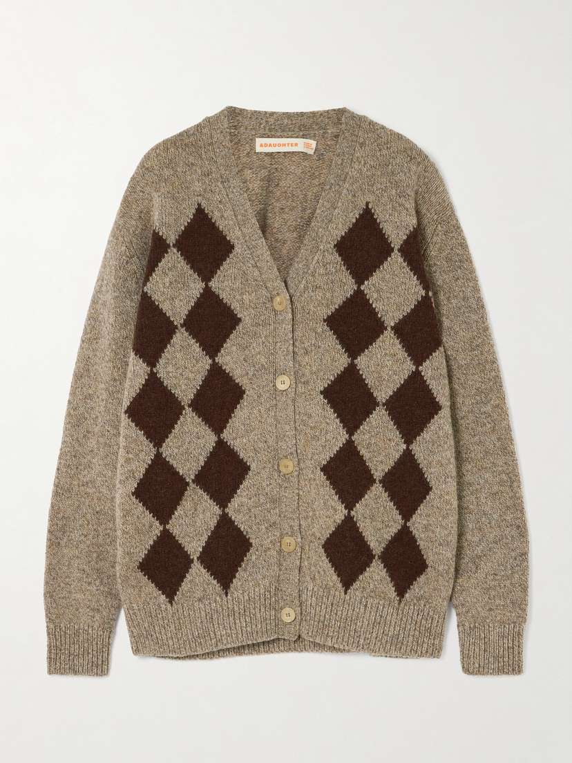 &Daughter Argyle Intarsia-knit Wool Cardigan