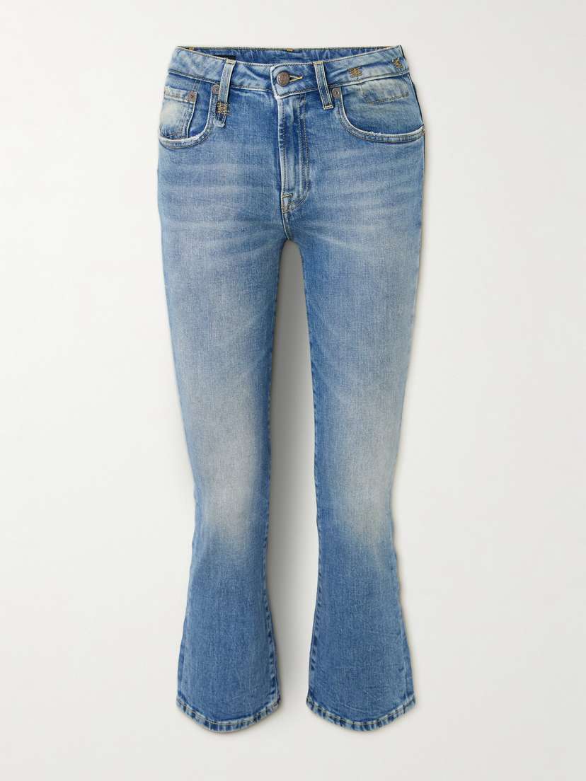 R13 Kick Fit Cropped Mid-rise Flared Jeans