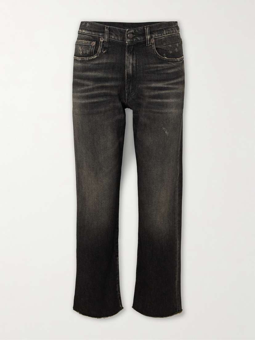 R13 Boyfriend Cropped Distressed High-rise Straight-leg Jeans