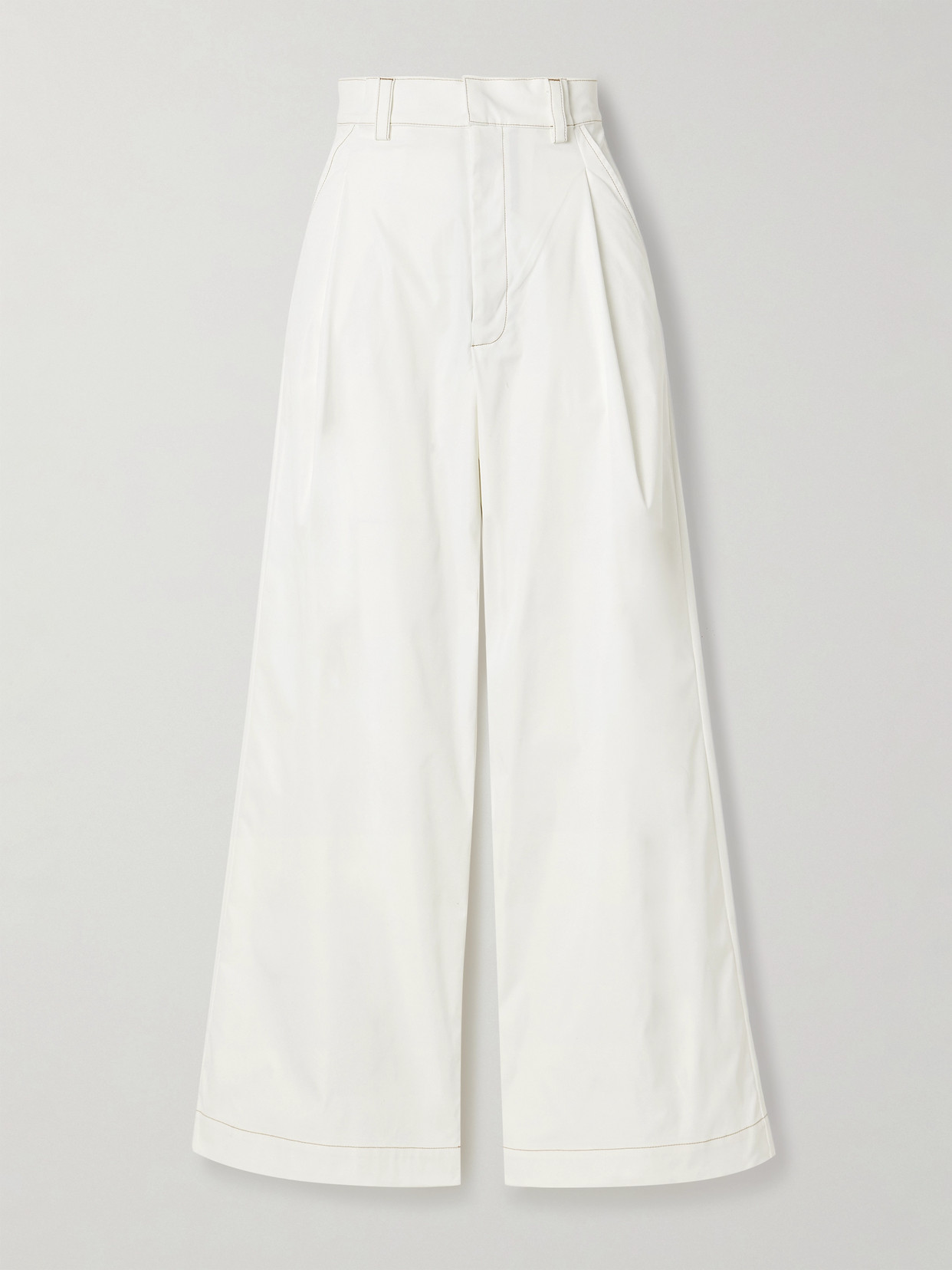 Kika Vargas - Olympe Pleated Woven Wide-leg Pants - White
