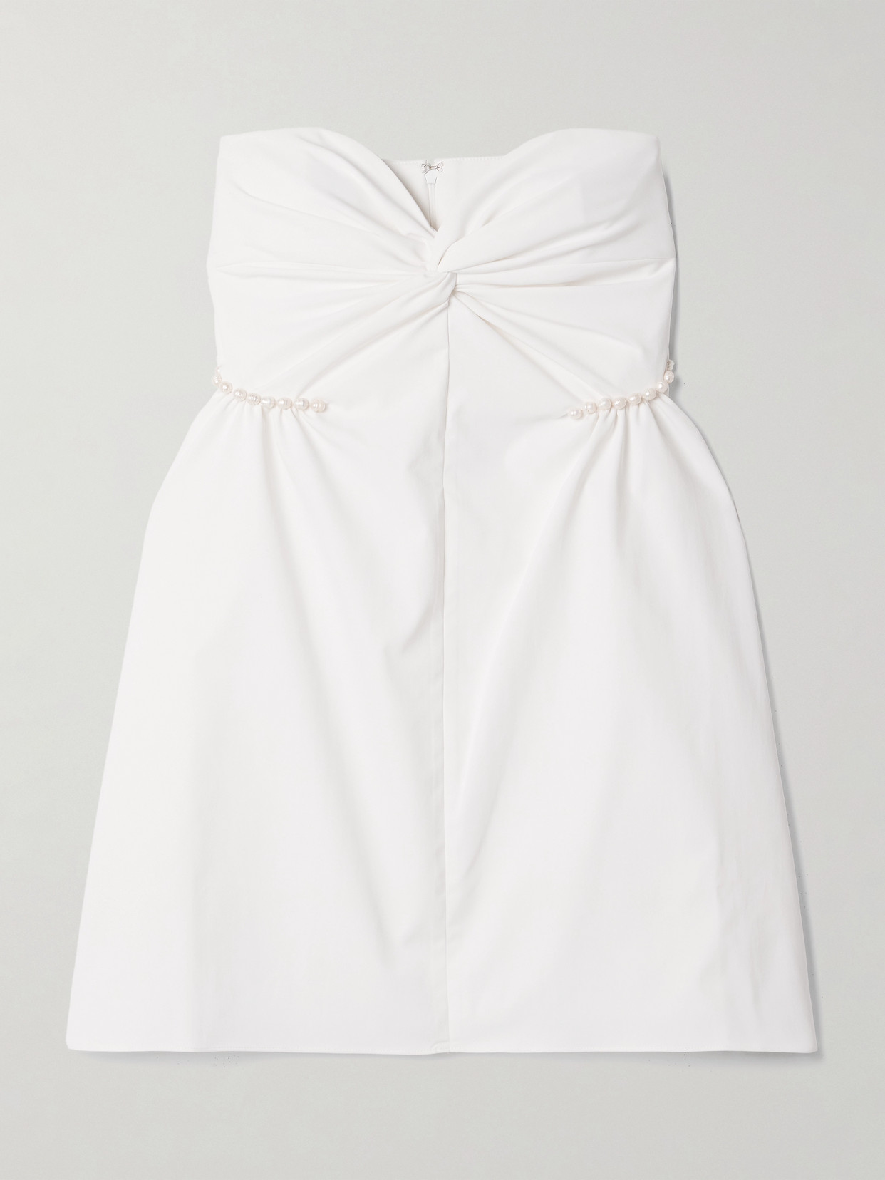 Kika Vargas Fiona Strapless Faux Pearl-embellished Twisted Twill Mini Dress In White