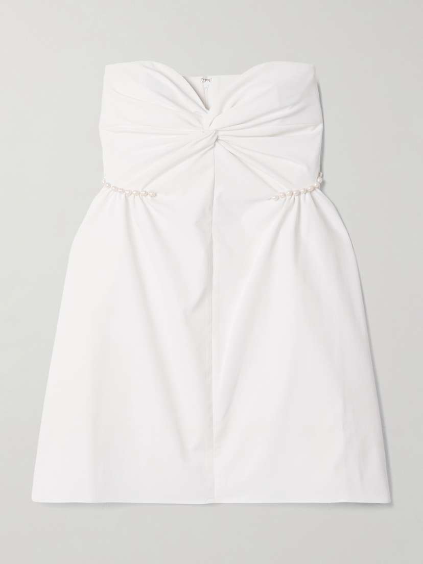 Kika Vargas Fiona Strapless Faux Pearl-embellished Twisted Twill Mini Dress