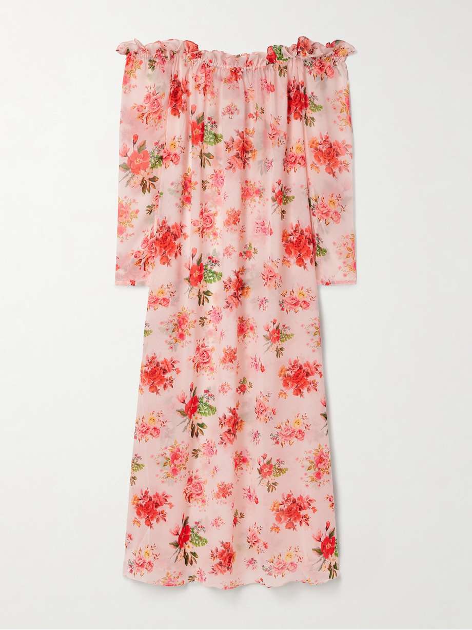 dede off-the-shoulder ruffled floral-print crepe de chine maxi dress