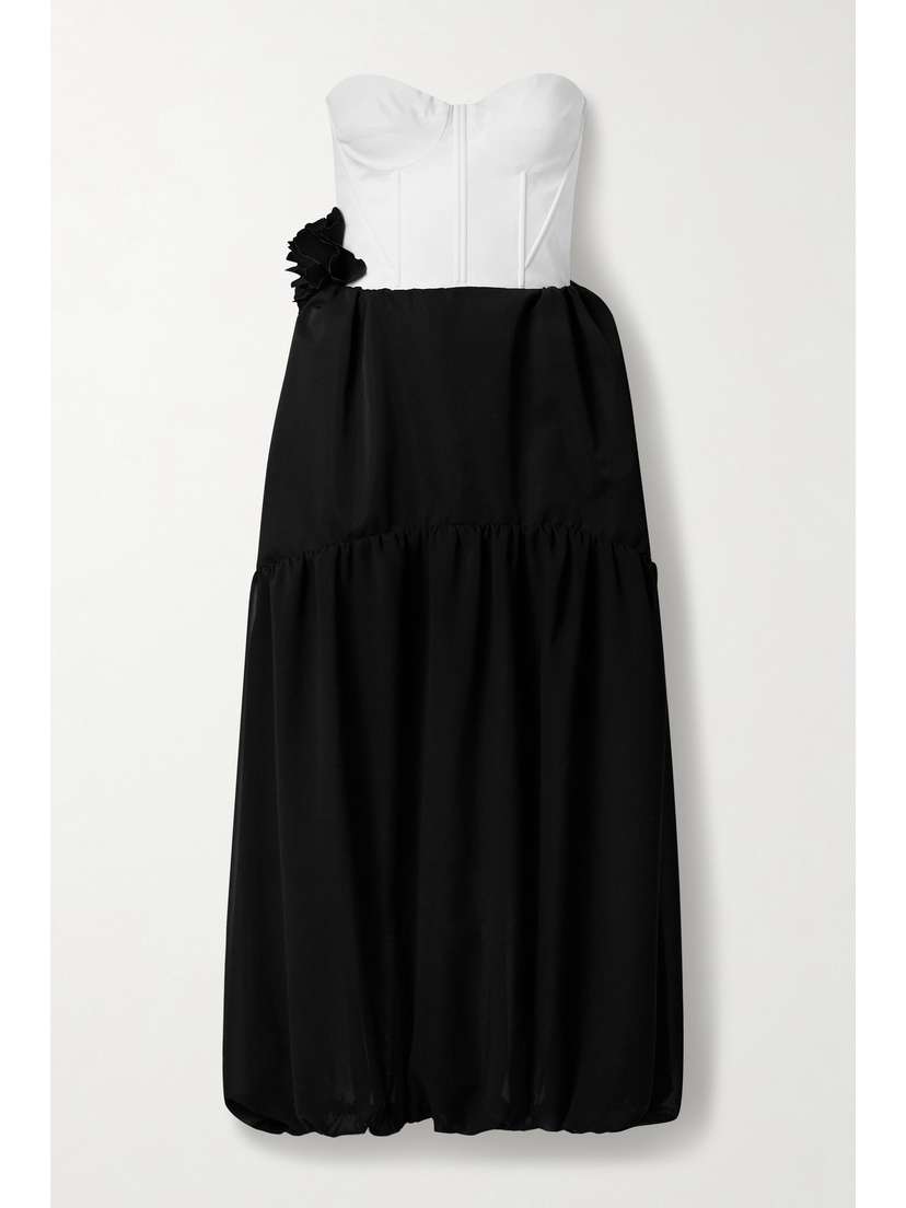 Kika Vargas Glenn Strapless Appliquéd Twill Midi Dress